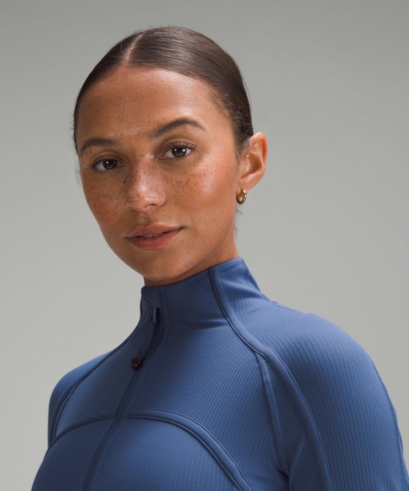 Lululemon Cropped *Räfflad Nulu Define Jacket Dam Blå Sverige | XOULNB845