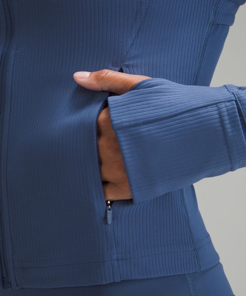 Lululemon Cropped *Räfflad Nulu Define Jacket Dam Blå Sverige | XOULNB845