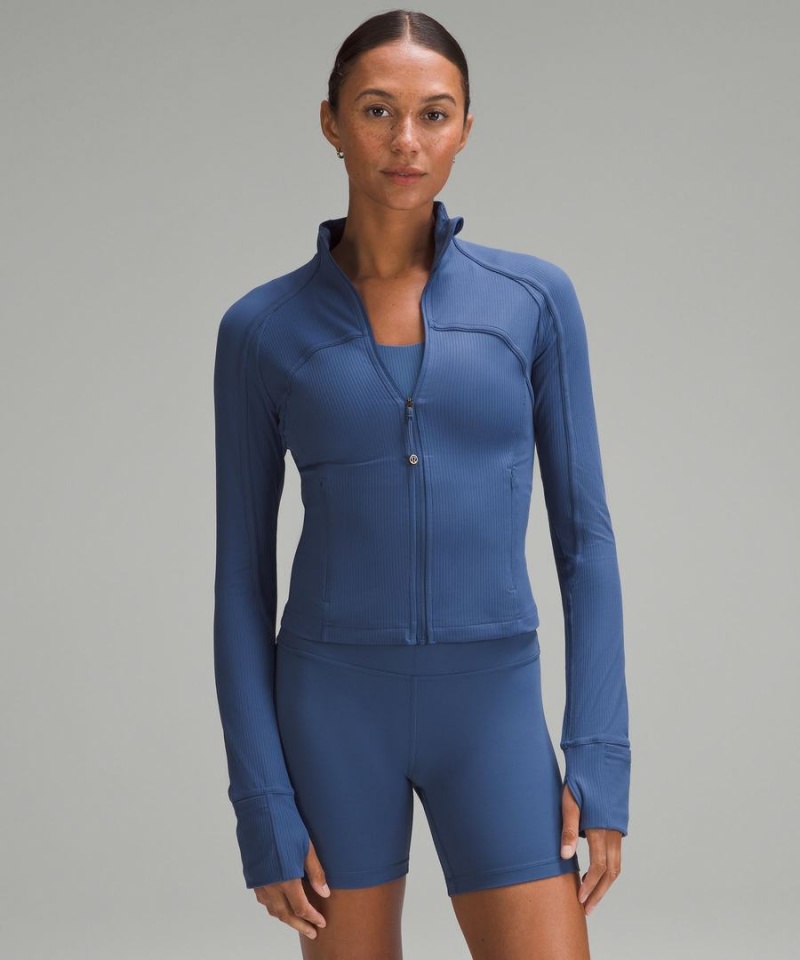 Lululemon Cropped *Räfflad Nulu Define Jacket Dam Blå Sverige | XOULNB845