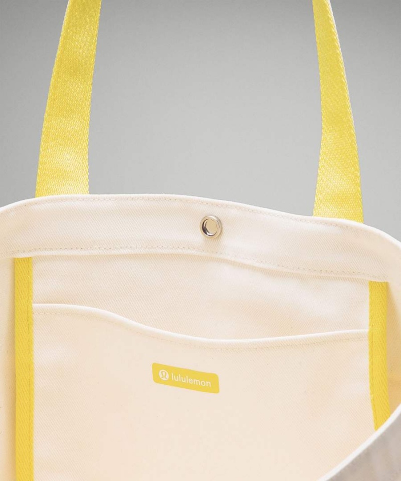 Lululemon Daily Multi-Pocket Canvas 20L Logo Tote Herr Beige Gula Sverige | UVSDAL374