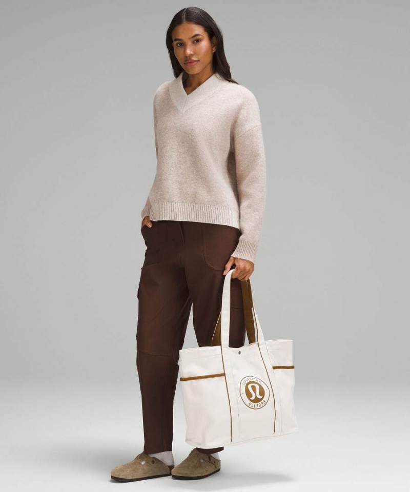 Lululemon Daily Multi-Pocket Canvas 20L Tote Dam Beige Sverige | GEFYSC510