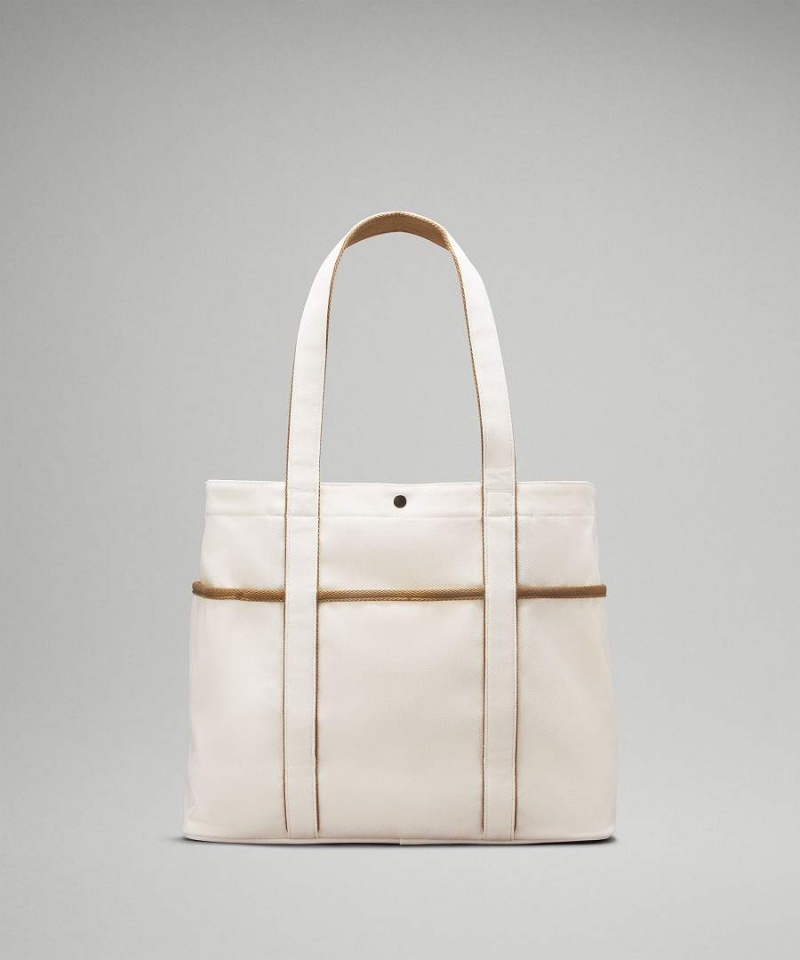 Lululemon Daily Multi-Pocket Canvas 20L Tote Dam Beige Sverige | GEFYSC510