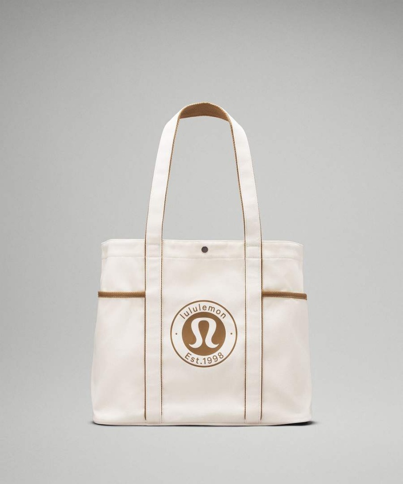 Lululemon Daily Multi-Pocket Canvas 20L Tote Dam Beige Sverige | GEFYSC510