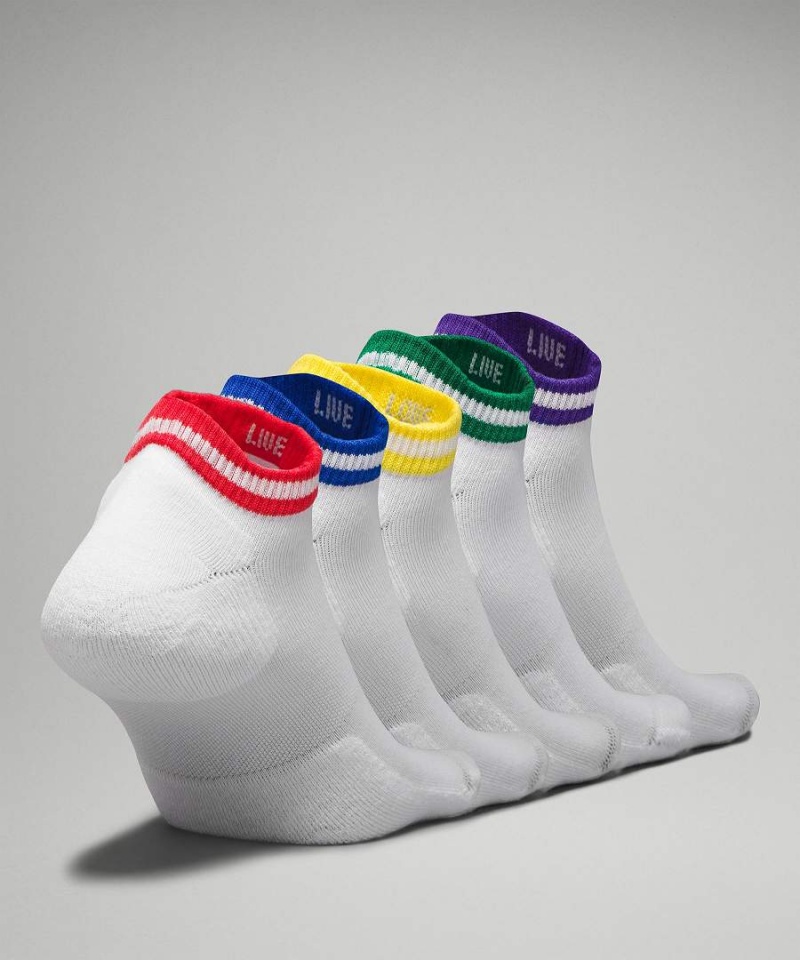 Lululemon Daily Stride Bekvämlighet Low-Ankle 5 Pack Strumpor Herr Vita Olika Färger Sverige | PEGRFB038