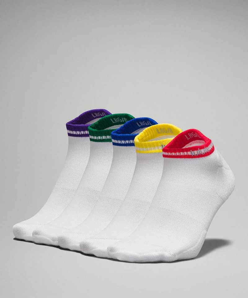 Lululemon Daily Stride Bekvämlighet Low-Ankle 5 Pack Strumpor Herr Vita Olika Färger Sverige | PEGRFB038