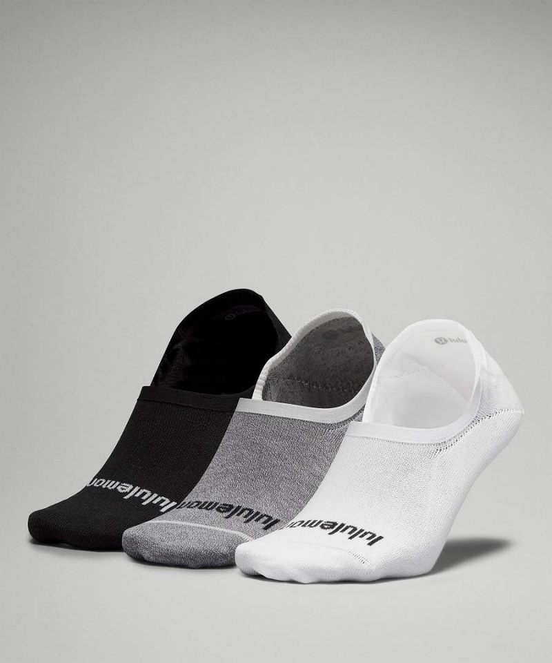 Lululemon Daily Stride Bekvämlighet No-Show 3 Pack Strumpor Herr Vita Grå Svarta Sverige | GMVIEH452