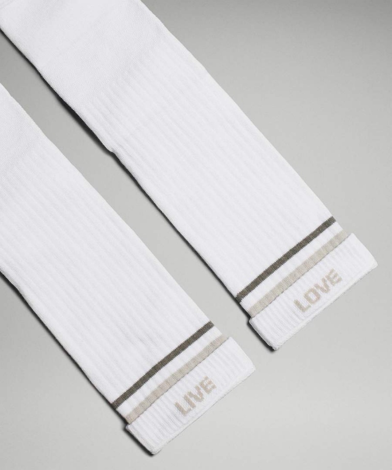 Lululemon Daily Stride Räfflad Bekvämlighet Crew 3 Pack Strumpor Herr Vita Silver Grå Olivgröna Sverige | ZROFKL876