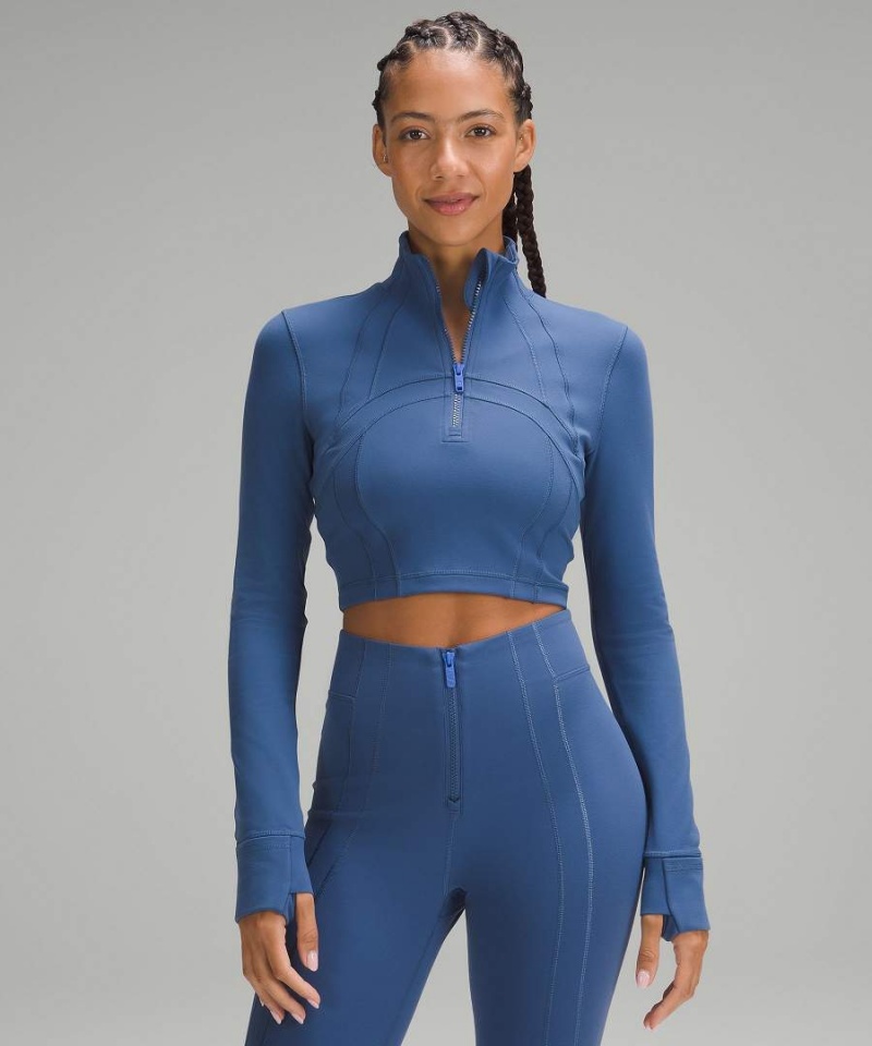 Lululemon Define Cropped Half Zip Luon Tröjor Dam Blå Sverige | WMGFPZ265