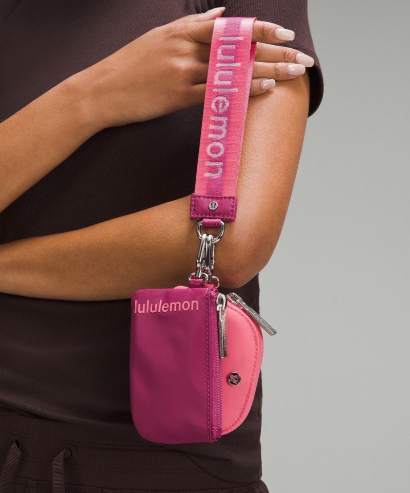 Lululemon Dual Pouch Wristlet Dam Lila Rosa Vita Sverige | FPBKJO561