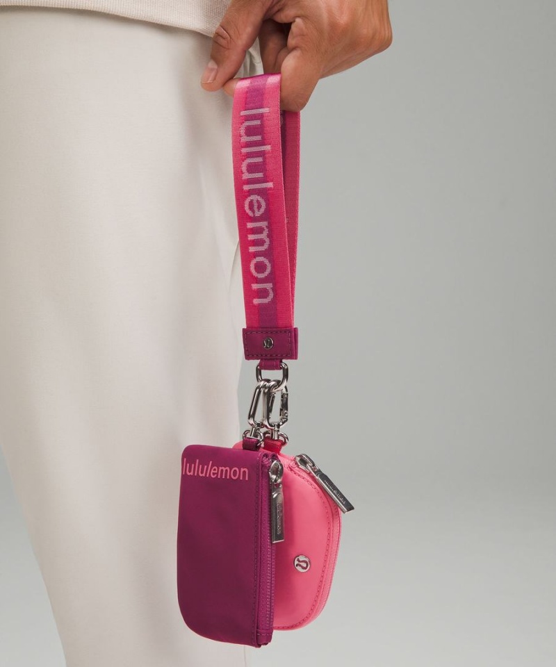 Lululemon Dual Pouch Wristlet Dam Lila Rosa Vita Sverige | FPBKJO561
