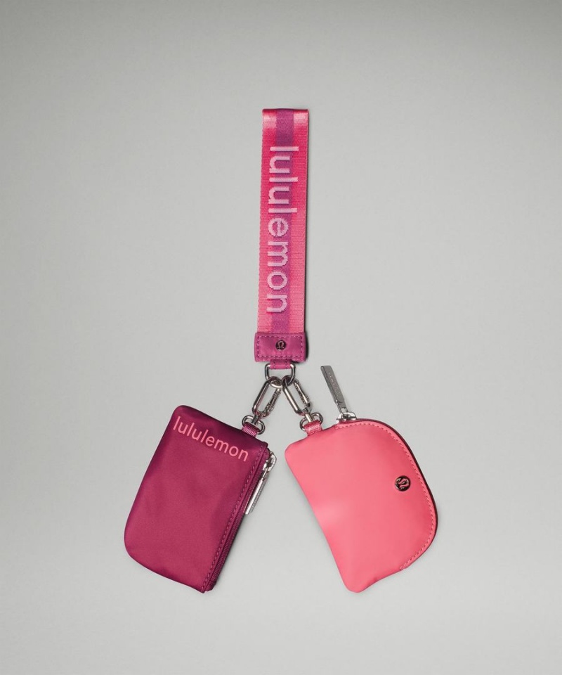 Lululemon Dual Pouch Wristlet Dam Lila Rosa Vita Sverige | FPBKJO561