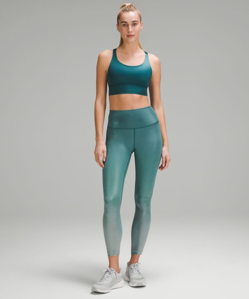 Lululemon Energy Longline Bra Medium Support, B-D Cups Foil Sport BH Dam Turkos Sverige | NIOBCR759