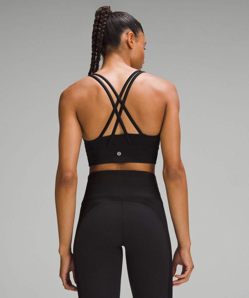 Lululemon Energy Longline Bra Medium Support, B-D Cups Foil Sport BH Dam Svarta Sverige | KEUZAL097