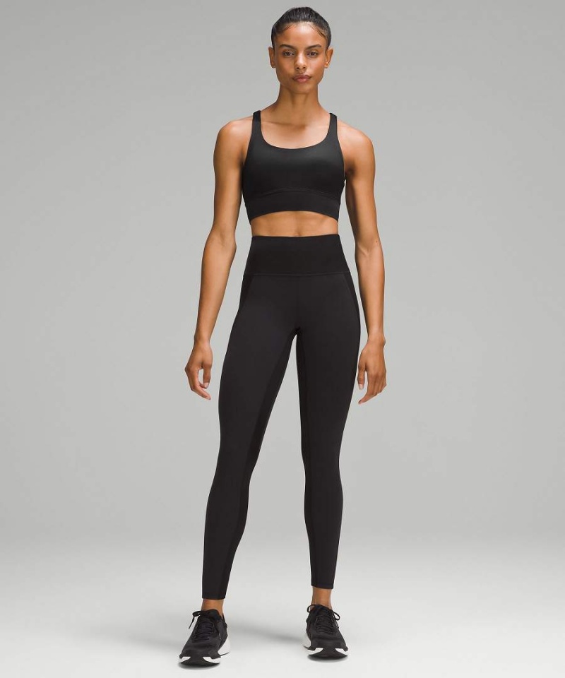 Lululemon Energy Longline Bra Medium Support, B-D Cups Foil Sport BH Dam Svarta Sverige | KEUZAL097
