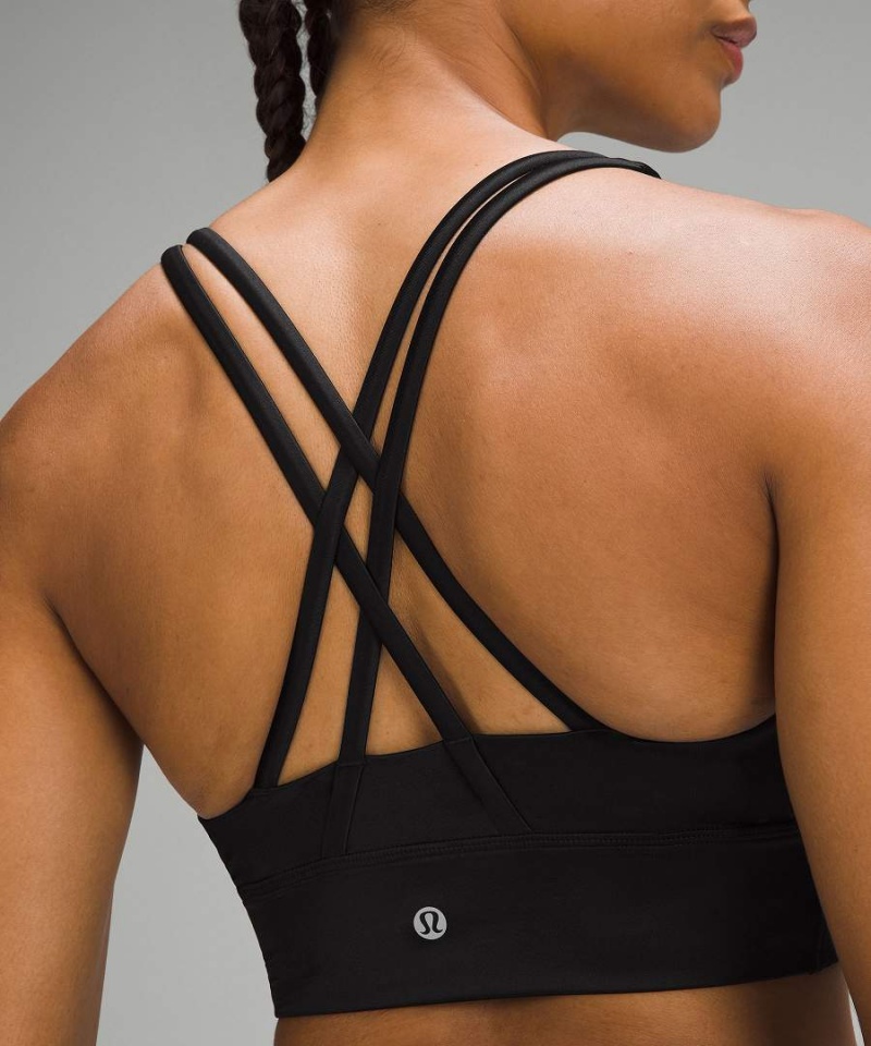 Lululemon Energy Longline Bra Medium Support, B-D Cups Foil Sport BH Dam Svarta Sverige | KEUZAL097