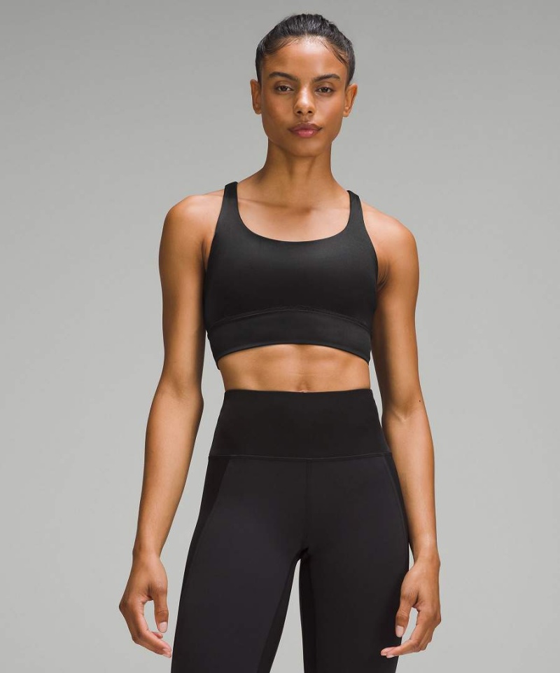 Lululemon Energy Longline Bra Medium Support, B-D Cups Foil Sport BH Dam Svarta Sverige | KEUZAL097