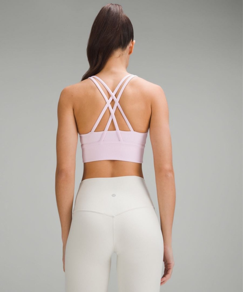 Lululemon Energy Longline Räfflad Bra Medium Support, B–D Cups Sport BH Dam Rosa Sverige | AFWPMO951