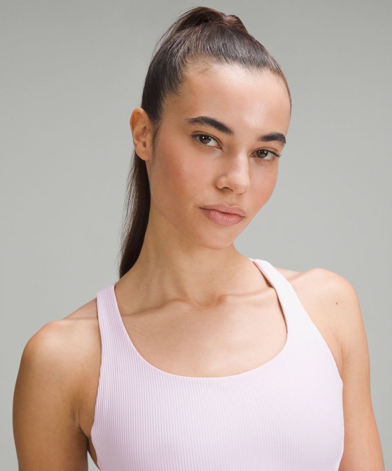 Lululemon Energy Longline Räfflad Bra Medium Support, B–D Cups Sport BH Dam Rosa Sverige | AFWPMO951
