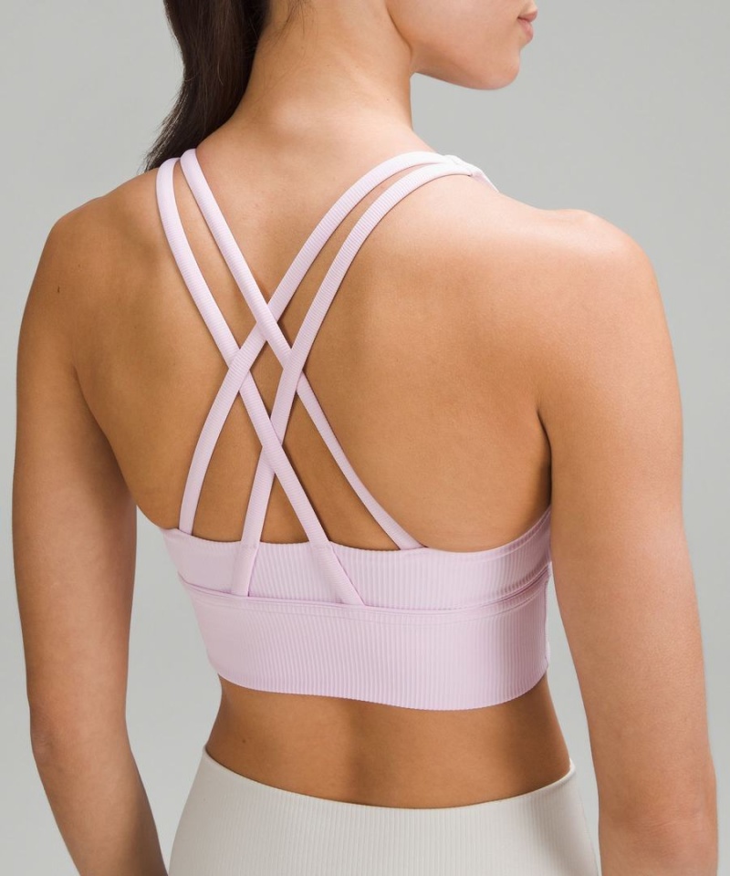 Lululemon Energy Longline Räfflad Bra Medium Support, B–D Cups Sport BH Dam Rosa Sverige | AFWPMO951