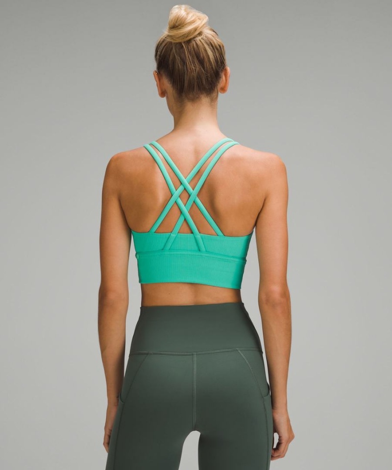 Lululemon Energy Longline Räfflad Bra Medium Support, B–D Cups Sport BH Dam Gröna Sverige | FWJIUX132