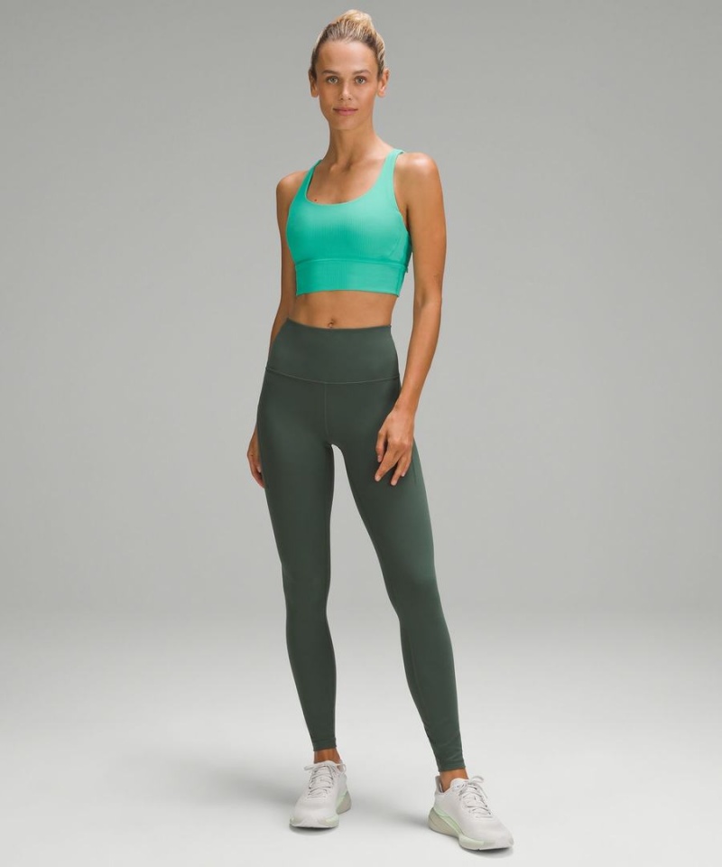 Lululemon Energy Longline Räfflad Bra Medium Support, B–D Cups Sport BH Dam Gröna Sverige | FWJIUX132