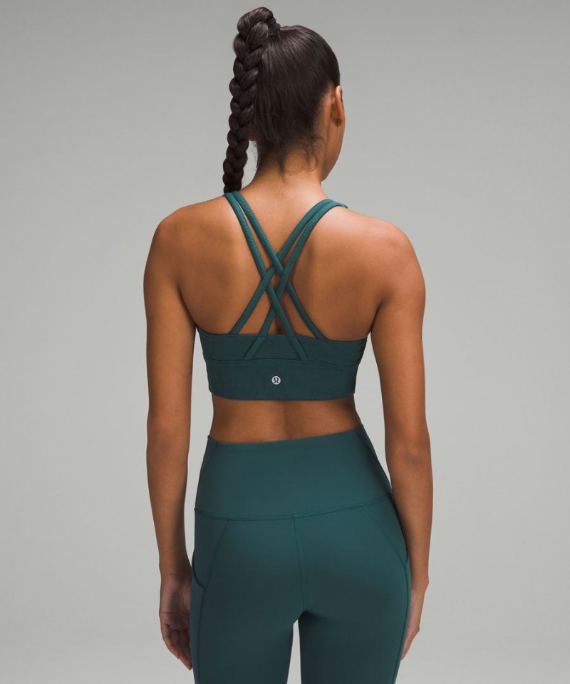 Lululemon Energy Longline Räfflad Bra Medium Support, B–D Cups Sport BH Dam Turkos Turkos Sverige | OBLYEP514