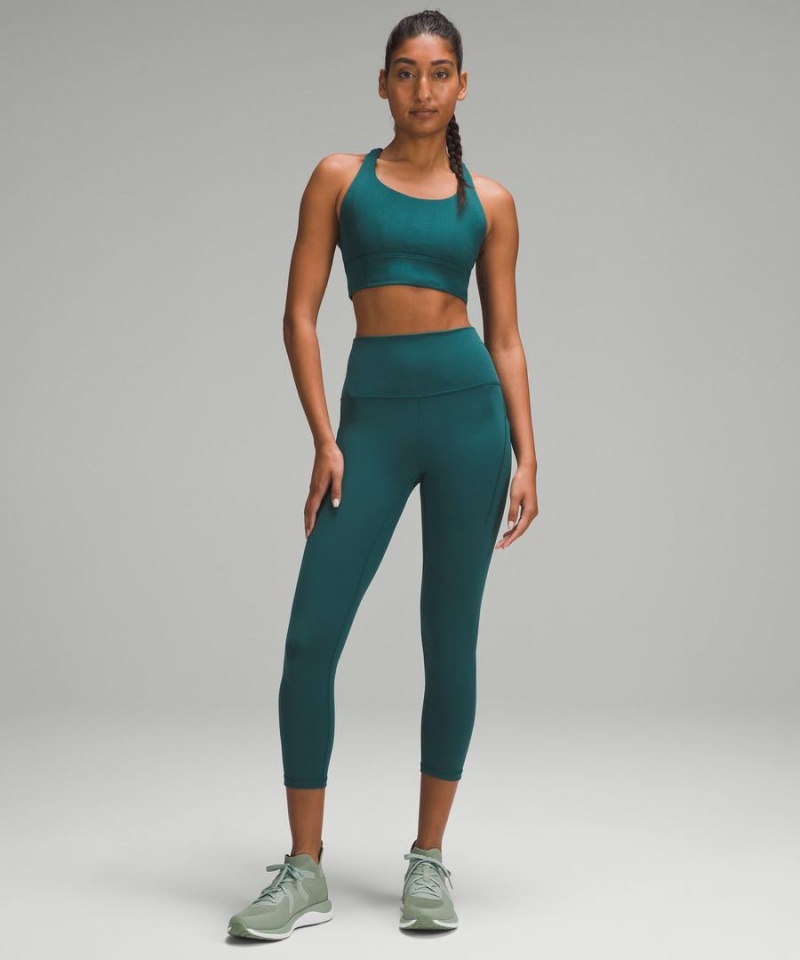 Lululemon Energy Longline Räfflad Bra Medium Support, B–D Cups Sport BH Dam Turkos Turkos Sverige | OBLYEP514