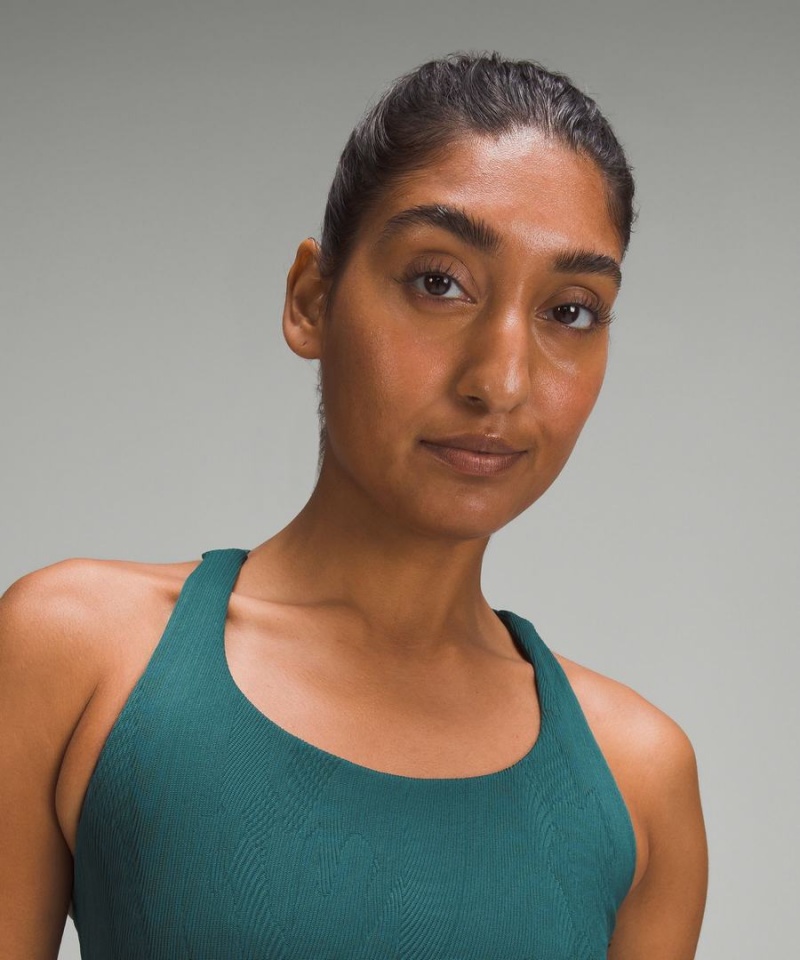 Lululemon Energy Longline Räfflad Bra Medium Support, B–D Cups Sport BH Dam Turkos Turkos Sverige | OBLYEP514