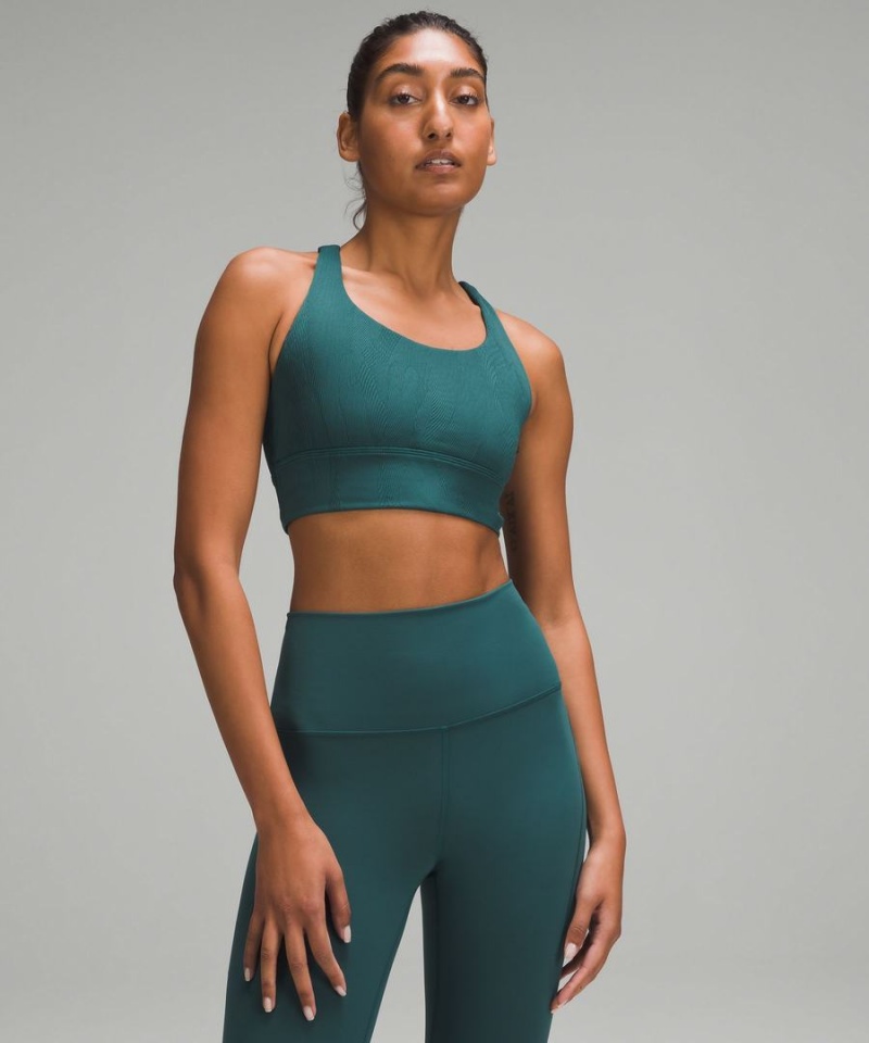 Lululemon Energy Longline Räfflad Bra Medium Support, B–D Cups Sport BH Dam Turkos Turkos Sverige | OBLYEP514