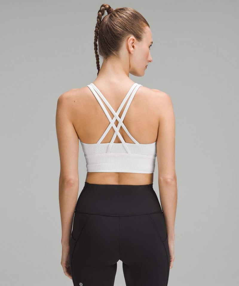 Lululemon Energy Longline Räfflad Bra Medium Support, B–D Cups Sport BH Dam Vita Sverige | UBWLJF167