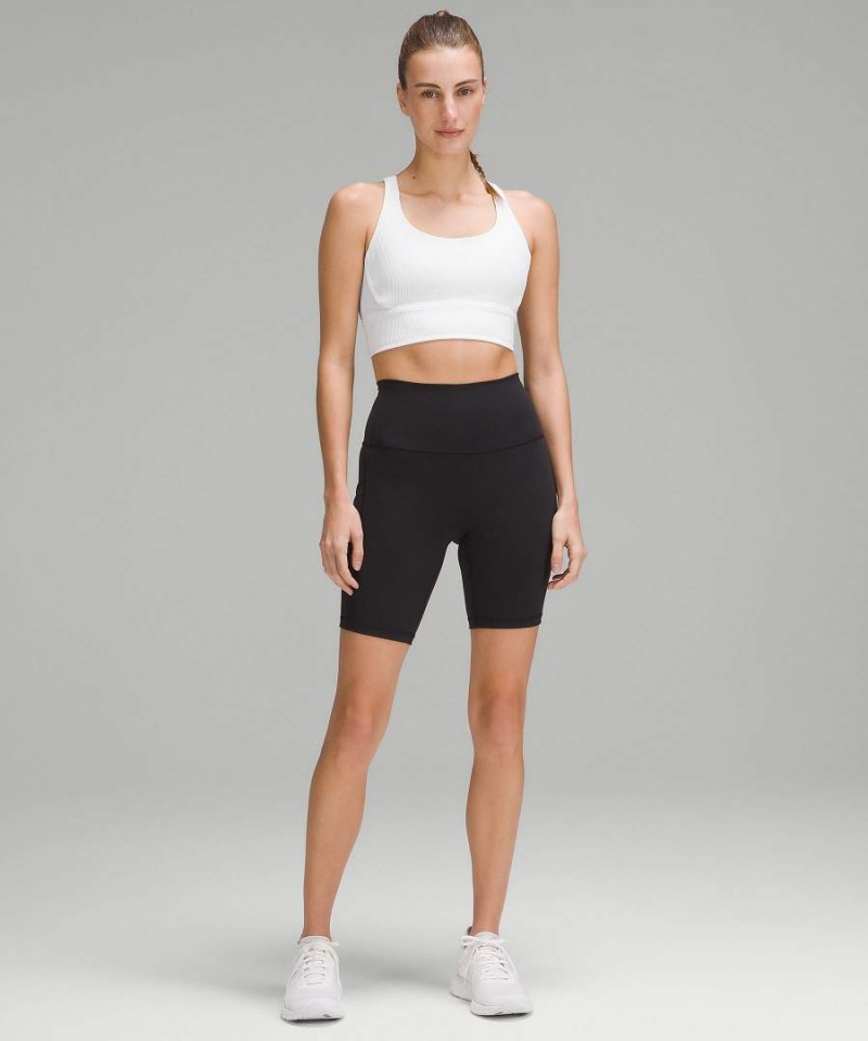 Lululemon Energy Longline Räfflad Bra Medium Support, B–D Cups Sport BH Dam Vita Sverige | UBWLJF167
