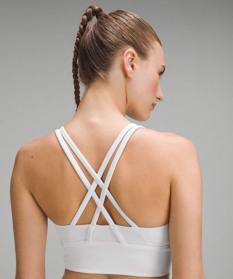 Lululemon Energy Longline Räfflad Bra Medium Support, B–D Cups Sport BH Dam Vita Sverige | UBWLJF167