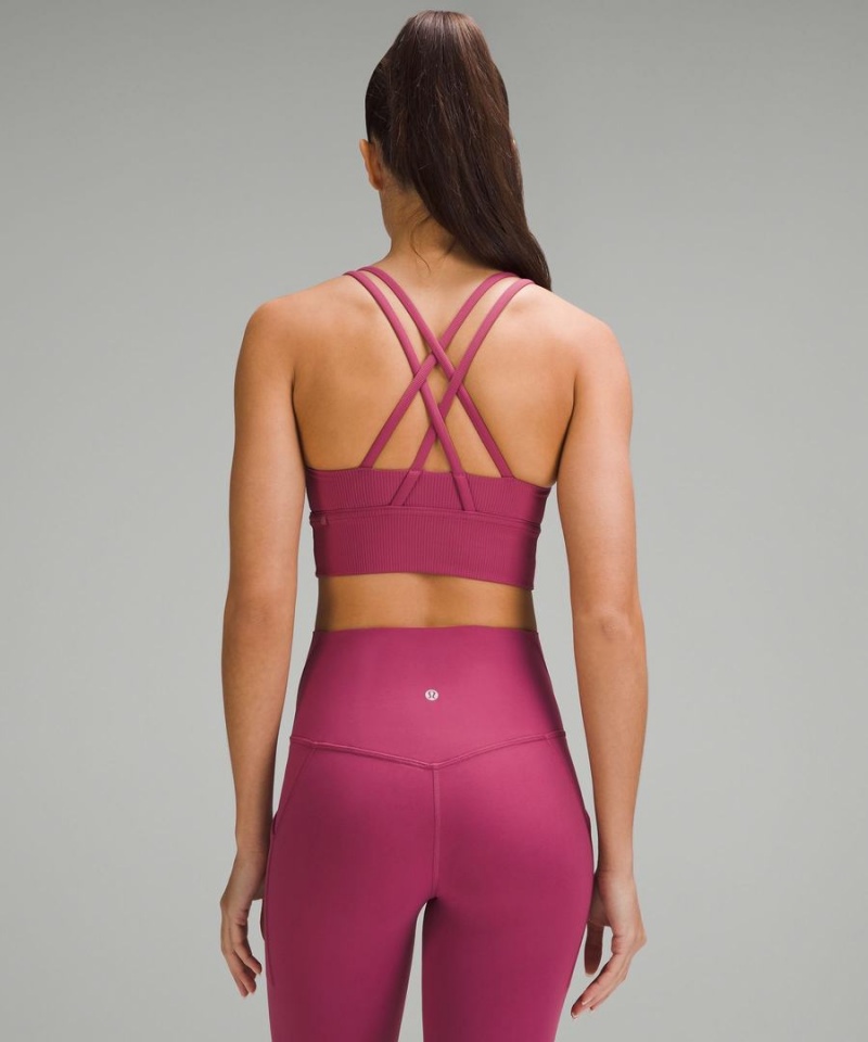 Lululemon Energy Räfflad Longline Bra Medium Support, B–D Cups Sport BH Dam Lila Sverige | QHBNYP754