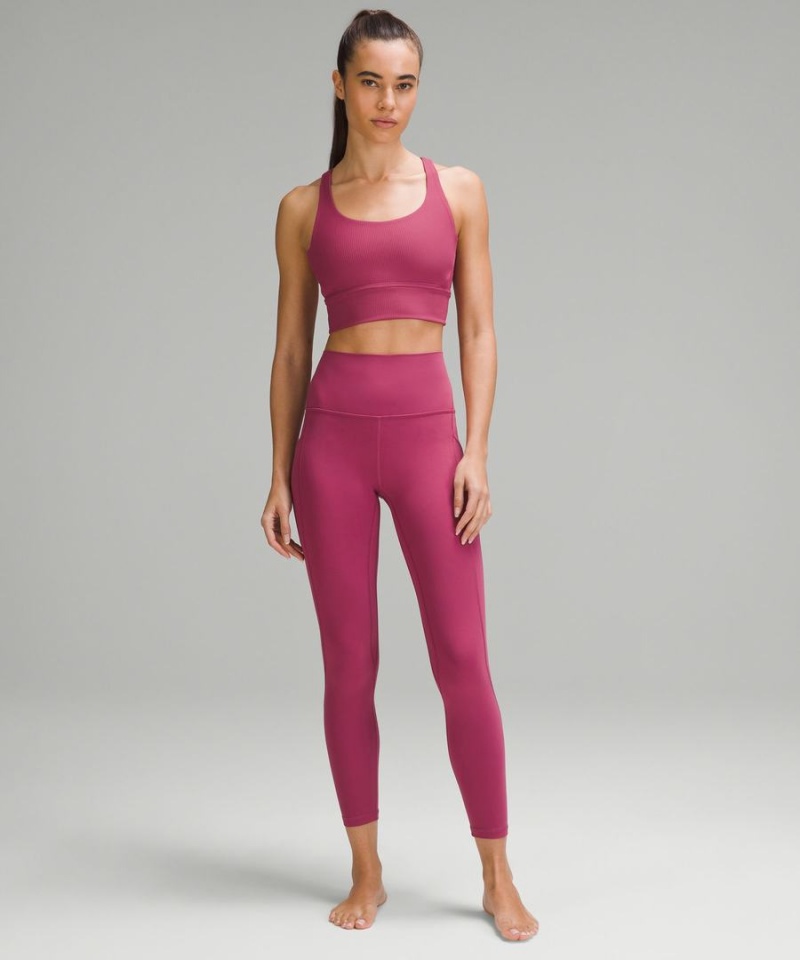 Lululemon Energy Räfflad Longline Bra Medium Support, B–D Cups Sport BH Dam Lila Sverige | QHBNYP754