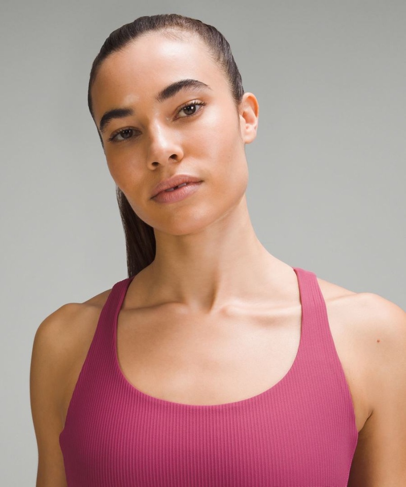 Lululemon Energy Räfflad Longline Bra Medium Support, B–D Cups Sport BH Dam Lila Sverige | QHBNYP754