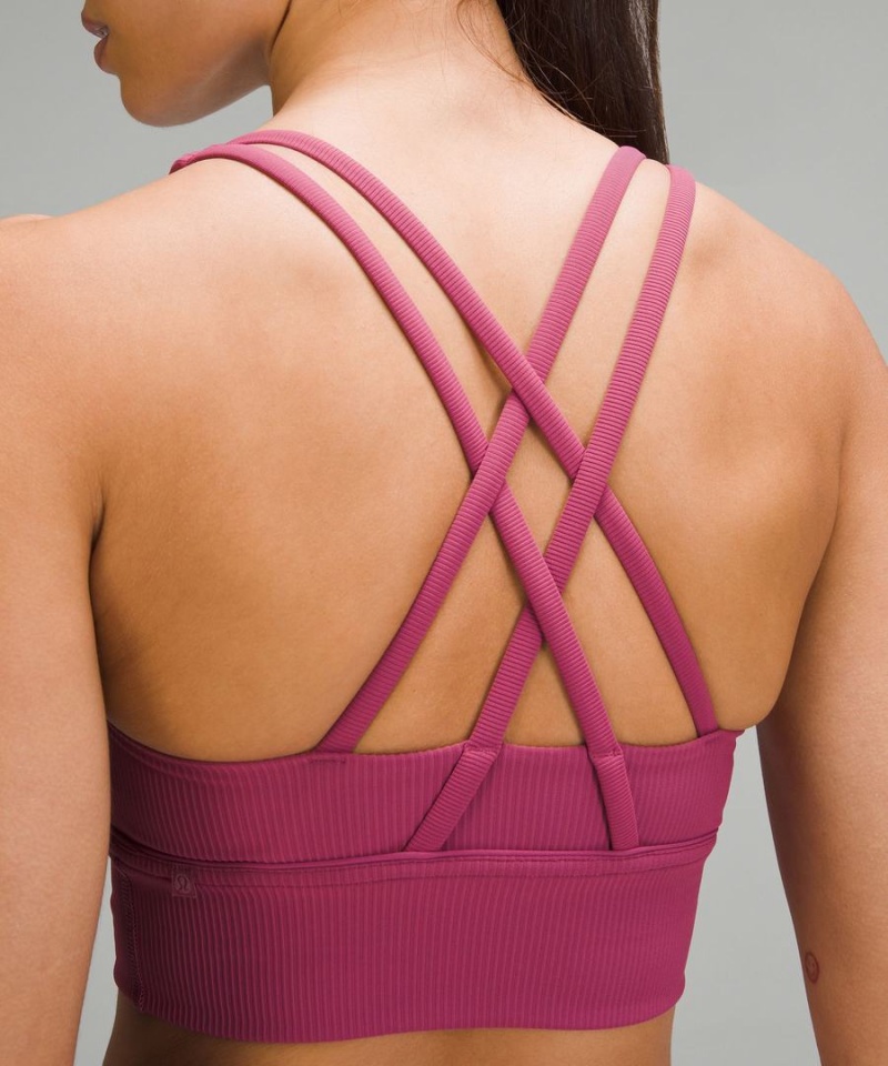 Lululemon Energy Räfflad Longline Bra Medium Support, B–D Cups Sport BH Dam Lila Sverige | QHBNYP754
