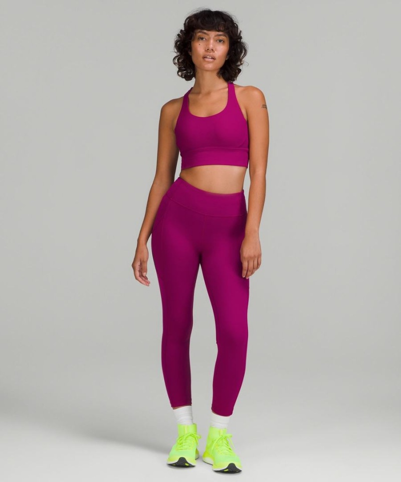 Lululemon Energy Räfflad Longline Bra Medium Support, B–D Cups Sport BH Dam Lila Sverige | IQDMTA842