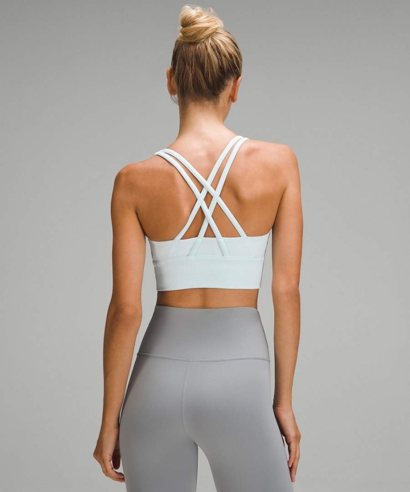 Lululemon Energy Räfflad Longline Bra Medium Support, B–D Cups Sport BH Dam Blå Sverige | NREXBW629