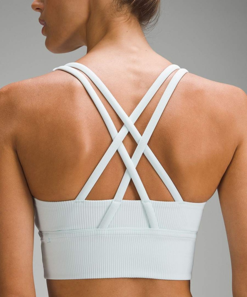 Lululemon Energy Räfflad Longline Bra Medium Support, B–D Cups Sport BH Dam Blå Sverige | NREXBW629