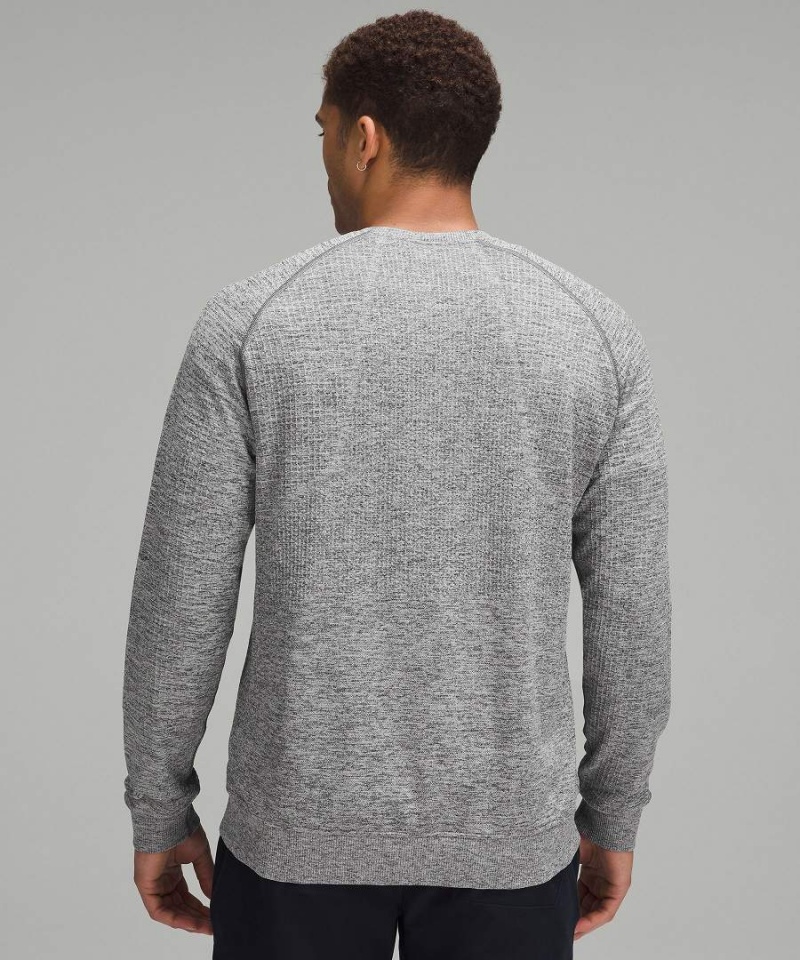 Lululemon Engineered Warmth Long-Sleeve Crew Tröjor Herr Vita Grå Svarta Sverige | CWVKTX719