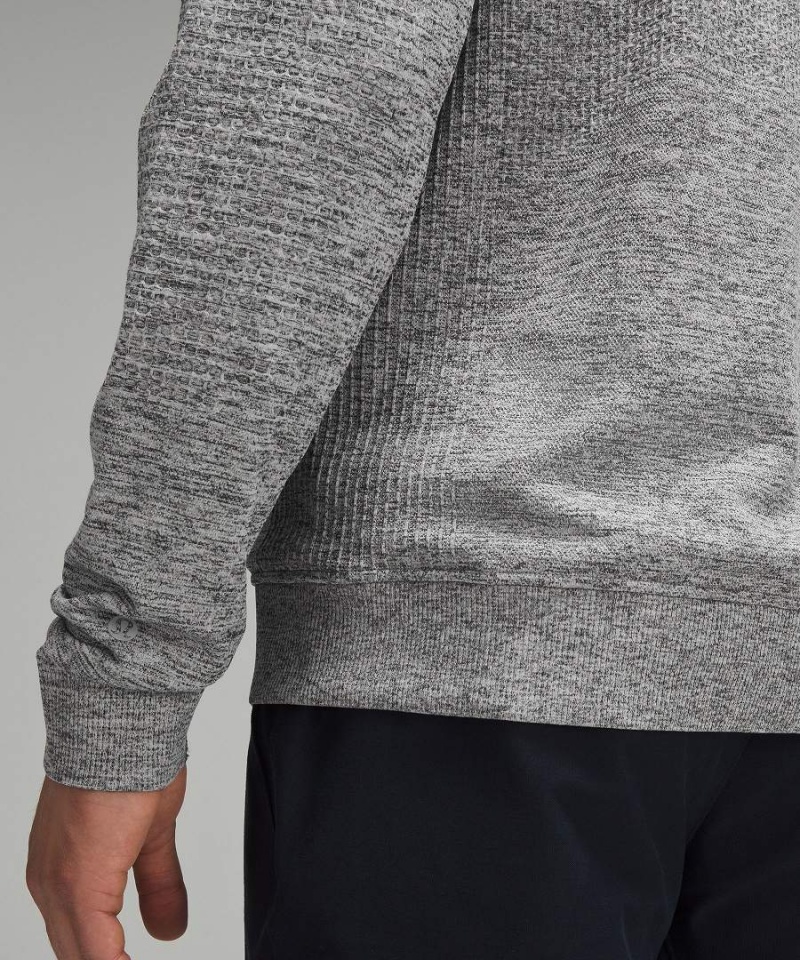 Lululemon Engineered Warmth Long-Sleeve Crew Tröjor Herr Vita Grå Svarta Sverige | CWVKTX719