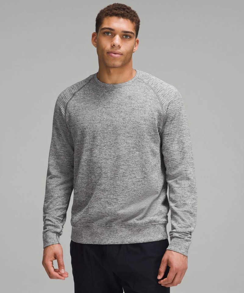 Lululemon Engineered Warmth Long-Sleeve Crew Tröjor Herr Vita Grå Svarta Sverige | CWVKTX719