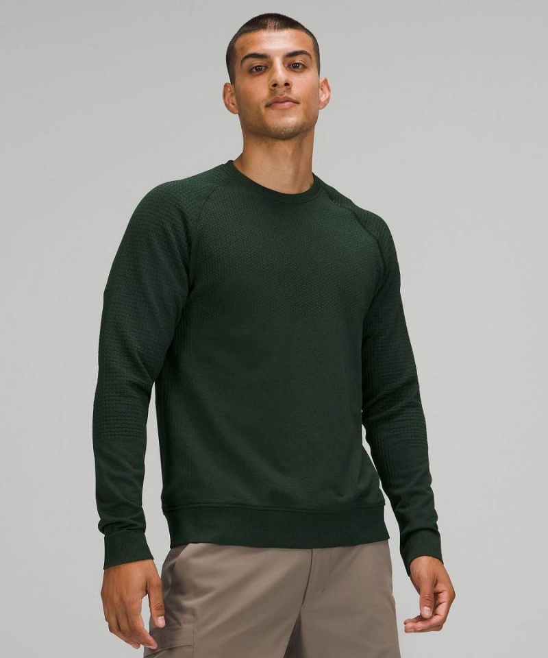 Lululemon Engineered Warmth Long-Sleeve Crew Tröjor Herr Gröna Gröna Sverige | VIWJYF937