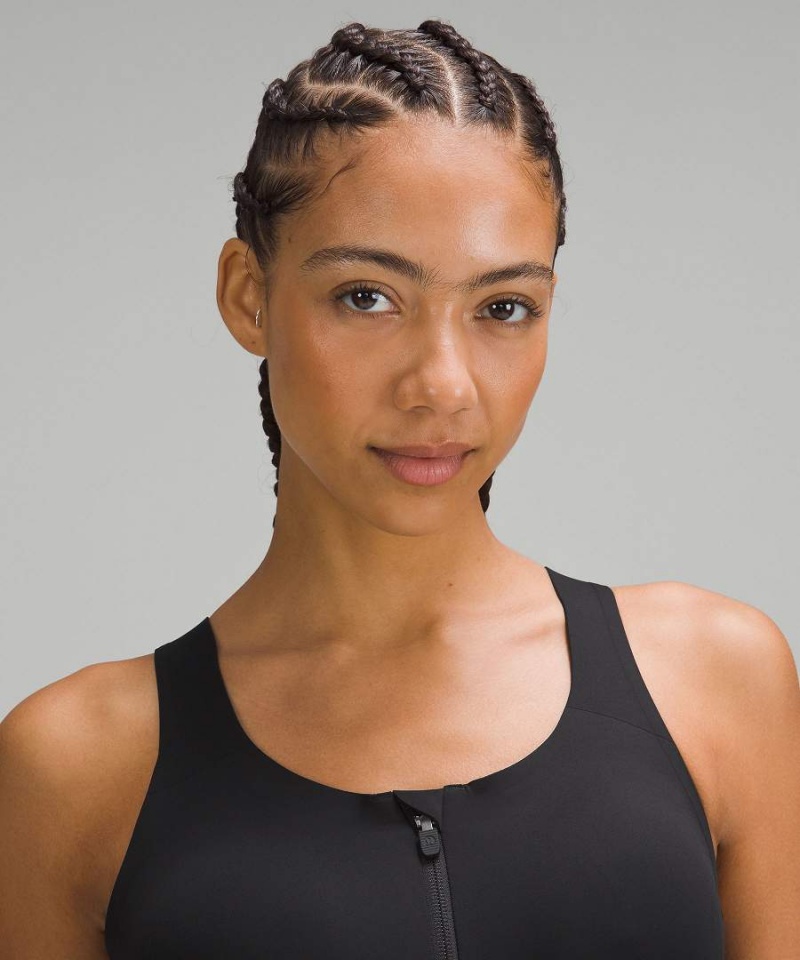 Lululemon Enlite Front-Zip Bra High Support, A–DDD(E) Cups Sport BH Dam Svarta Sverige | JYBOPG734