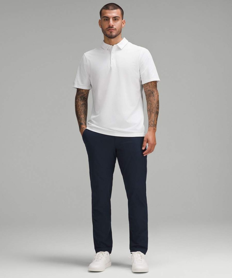 Lululemon Evolution Oxford Korta-Sleeve Piketröja Herr Vita Sverige | ZEFMWR126