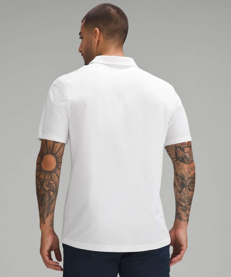Lululemon Evolution Oxford Korta-Sleeve Piketröja Herr Vita Sverige | ZEFMWR126