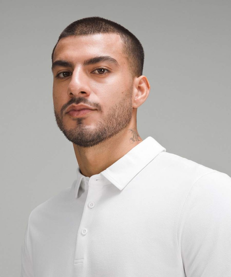 Lululemon Evolution Oxford Korta-Sleeve Piketröja Herr Vita Sverige | ZEFMWR126