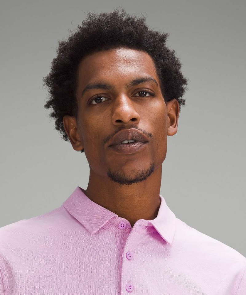 Lululemon Evolution Oxford Korta-Sleeve Piketröja Herr Lila Vita Sverige | VOBSRH015