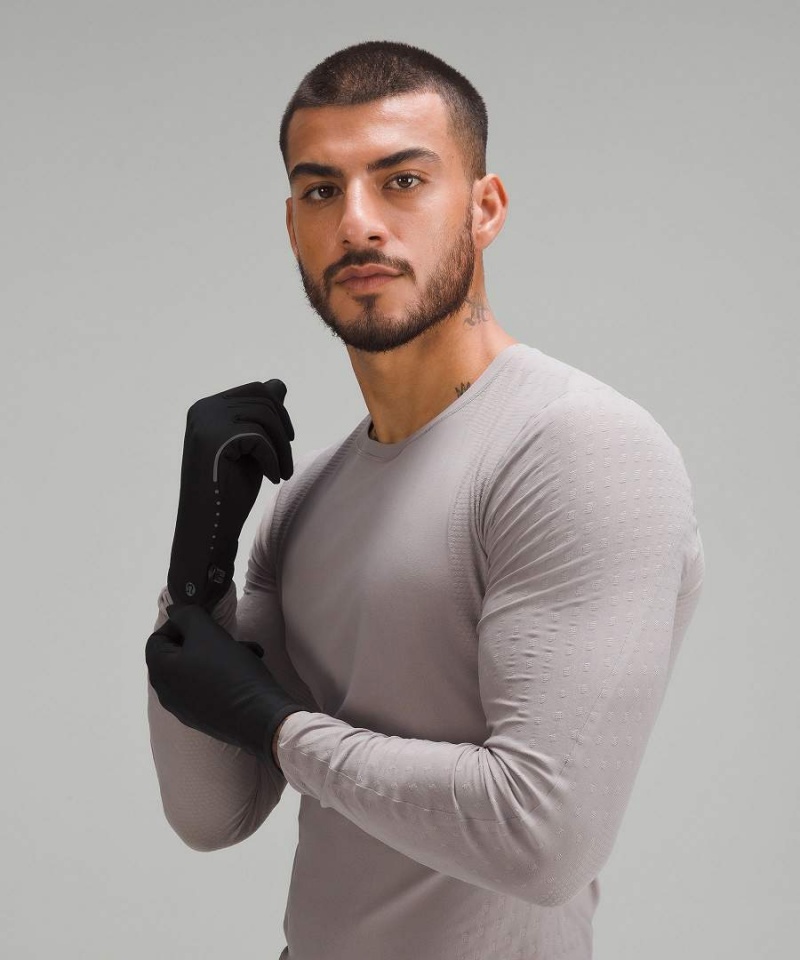 Lululemon Fast and Free Fleece Löpar Handskar Herr Svarta Sverige | CUTKAM956