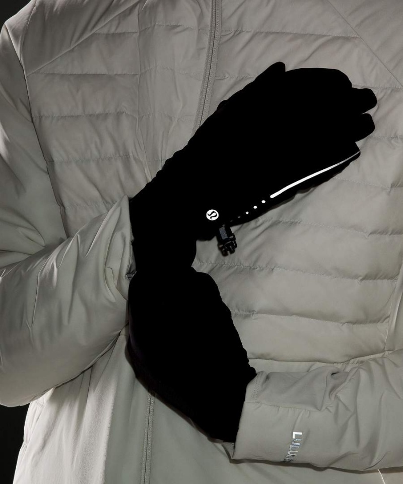 Lululemon Fast and Free Fodrade Löpar Handskar Herr Svarta Sverige | RKFEVU508
